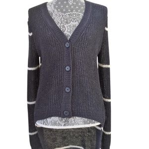 EUC 360 SWEATER Navy and White Knit Cardigan S